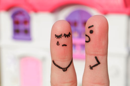 Finger art of a couple during quarrel. photo