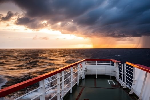 View from deck of cargo ship to sea. Created with photo