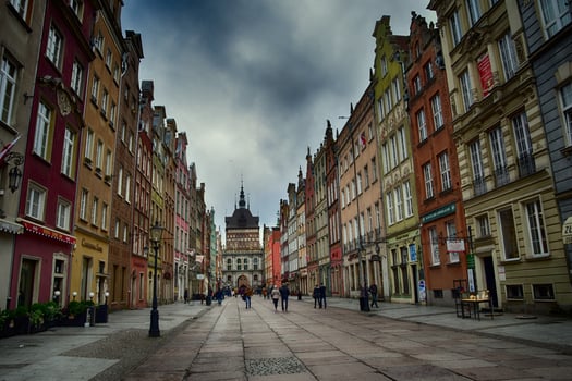 somewhere in the old town in November Gdansk photo