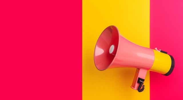 Megaphone on vivid background. Illustration photo