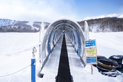 Skiing escalator or moving walkway photo