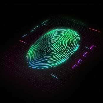 Fingerprint, security access with biometrics identification. ,Safety Internet Concept. photo
