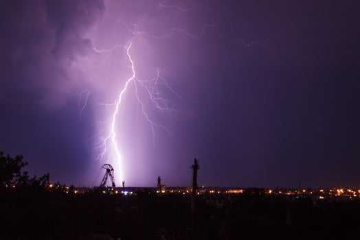 landscape with lightning at night photo