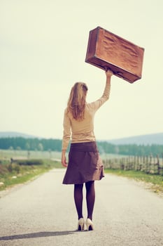 A woman on the road photo