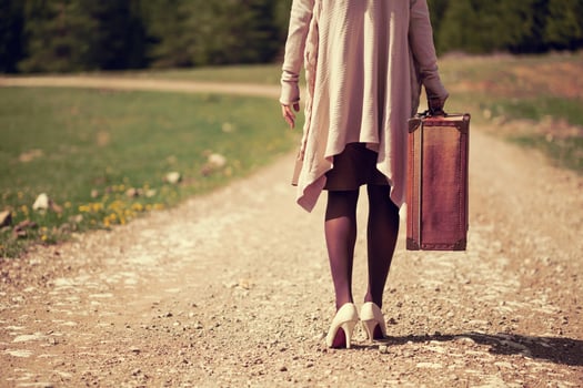 A woman on the road photo