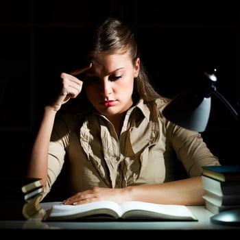 A woman studying at home photo