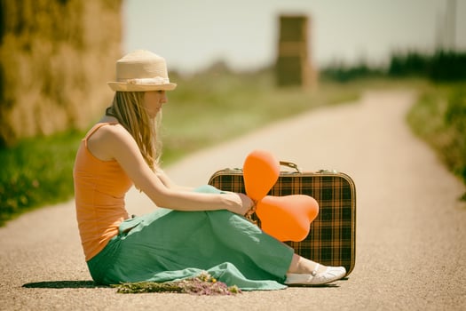 A woman on the road photo