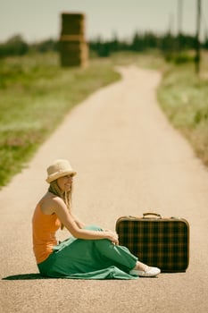 A woman on the road photo