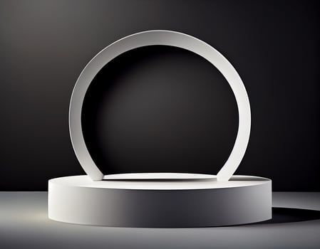Abstract 3d podium for product presentation with geometric shapes, Empty round podium,Platforms for product presentation with shadows and light background. photo