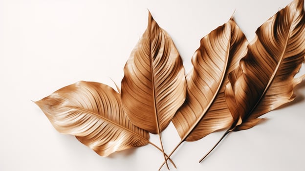 Golden tropical leaves. Illustration photo