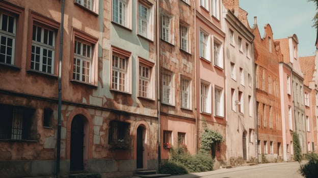 Cute old town building. Illustration photo