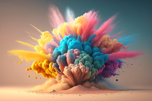 Explosion of pastel color paint drops. . photo