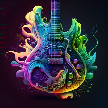 Guitar in neon colors. . photo
