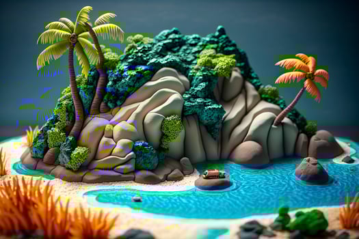 Plasticine art, tropical island. . photo