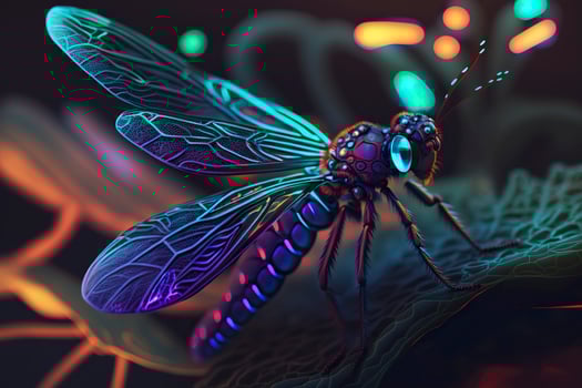 Dragonfly in neon colors. . photo