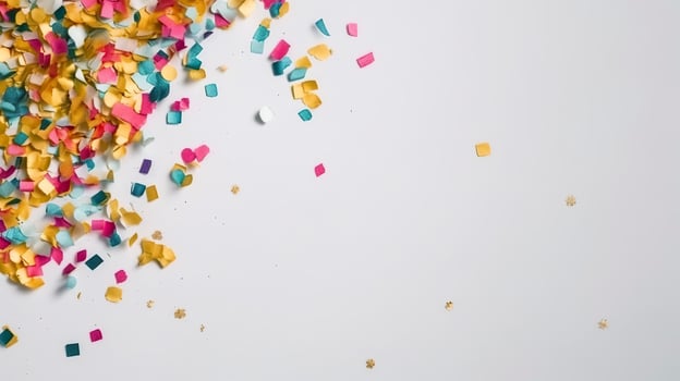 Banner with confetti. Copy space, festive background. . photo