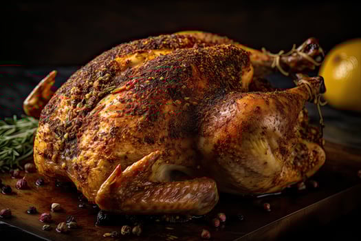 Festive celebration roasted turkey with gravy for Thanksgiving or Christmas. . photo