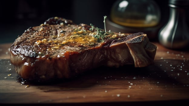 Bluewing Culinary photography 35mm close up bone steak medium photo