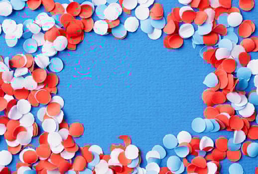 colorful circle shape confetti from shredded paper , decorations for fourth july photo