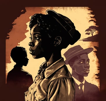 Black history month, illustration . African boy portrait, vintage, illustration, sepia photo