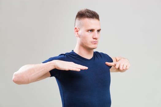 A man doing physical exercises photo