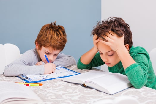 Kids doing homework photo