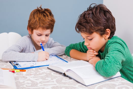 Kids doing homework photo