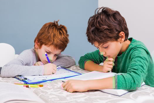 Kids doing homework photo