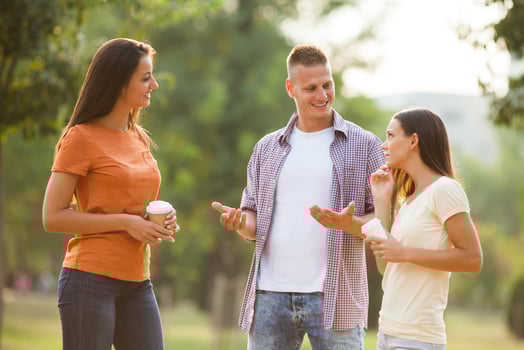Friends spending time together outdoors photo