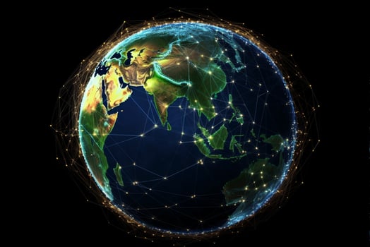 A picture of the earth with the sun shining on it, earth in space, universe background photo