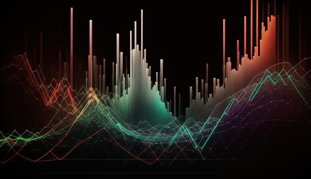 , stock market chart lines, financial graph on technology abstract background represent financial crisis, financial meltdown. Technology concept, trading market concept. photo