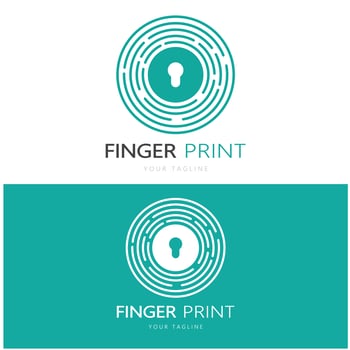 simple flat fingerprint logo,for security,identification,badge,emblem,business card,digital,vector photo