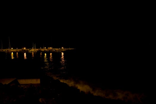 night landscape on the Spanish island of Tenerife with the ocean in the background photo
