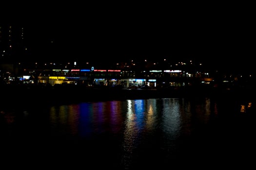 night landscape on the Spanish island of Tenerife with the ocean in the background photo