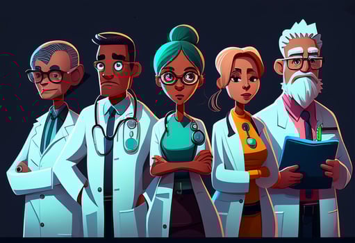 Group of doctors. illustration in cartoon style. Medical team. photo