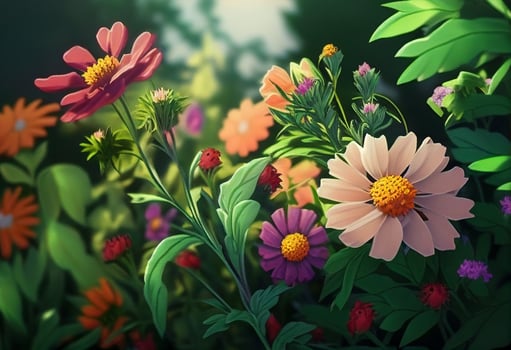 Summer meadow with daisies and chamomile flowers photo