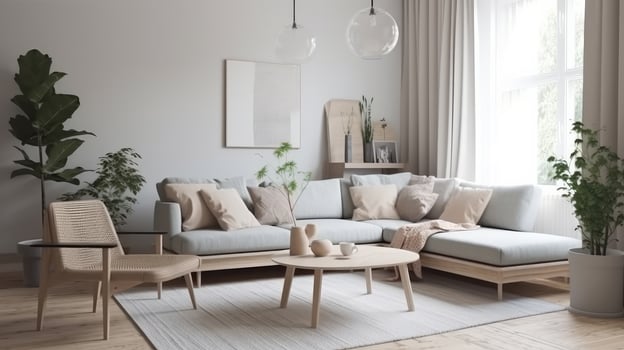 Scandinavian home interior. Illustration photo