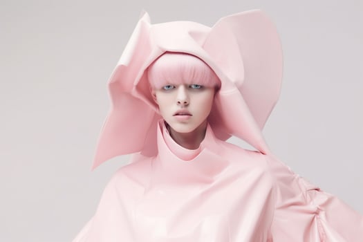 model in futuristic clothes and accessories photo