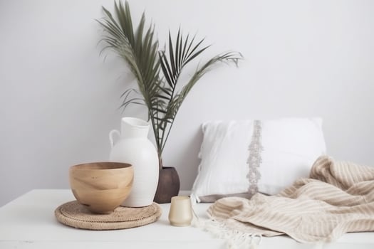 indoors bedroom in boho style photo