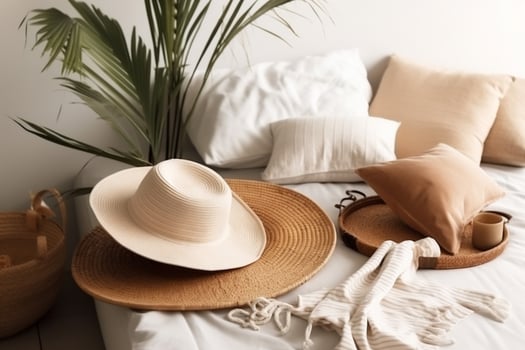 indoors bedroom in boho style photo