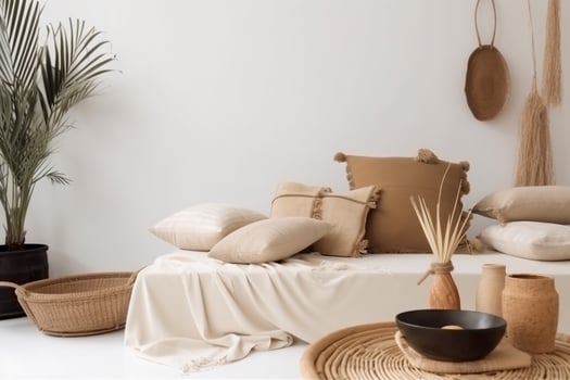 indoor bedroom view with Boho aesthetic photo