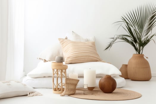indoor bedroom view with Boho aesthetic photo