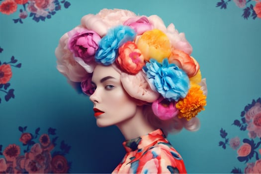 woman with flowers, spring concept photo