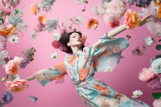 woman with flowers, spring concept photo