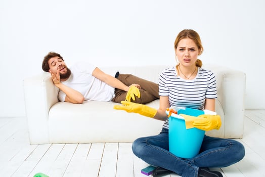 married couple housework service cleaning lifestyle joint work photo