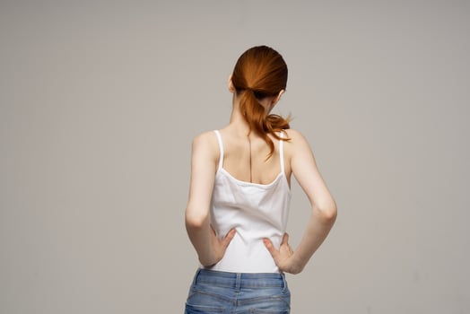 woman chiropractic rheumatism health problems isolated background photo