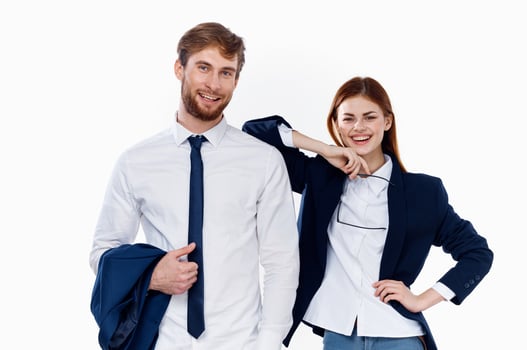 man and woman in suits finance managers office photo