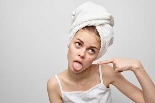 beautiful woman with a towel on my head cosmetology Studio photo