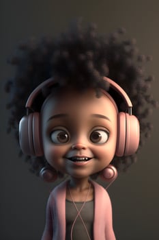 little girl listening to music made by technology photo