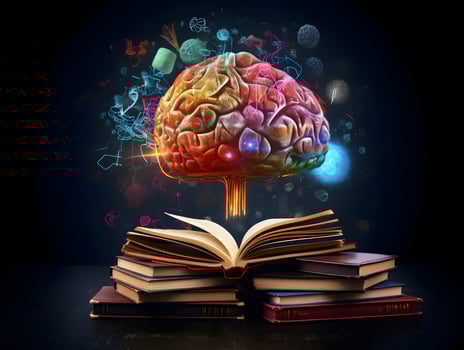 Abstract Collage of Education, Brain, Book, and Intelligence. photo